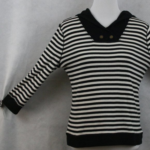 Lauren Ralph Lauren Tops - Ralph Lauren B&W Stripe Cotton Stretch Blouse SZ L